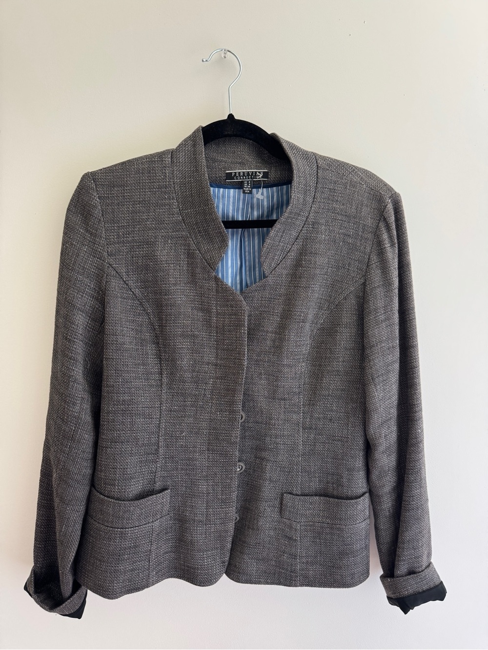 Peruvian Connection Linen Blend Jacket Blazer